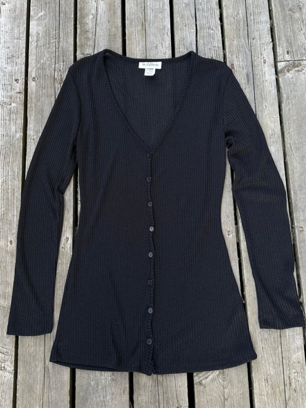 90s vintage le chateau sheer ribbed long cardigan